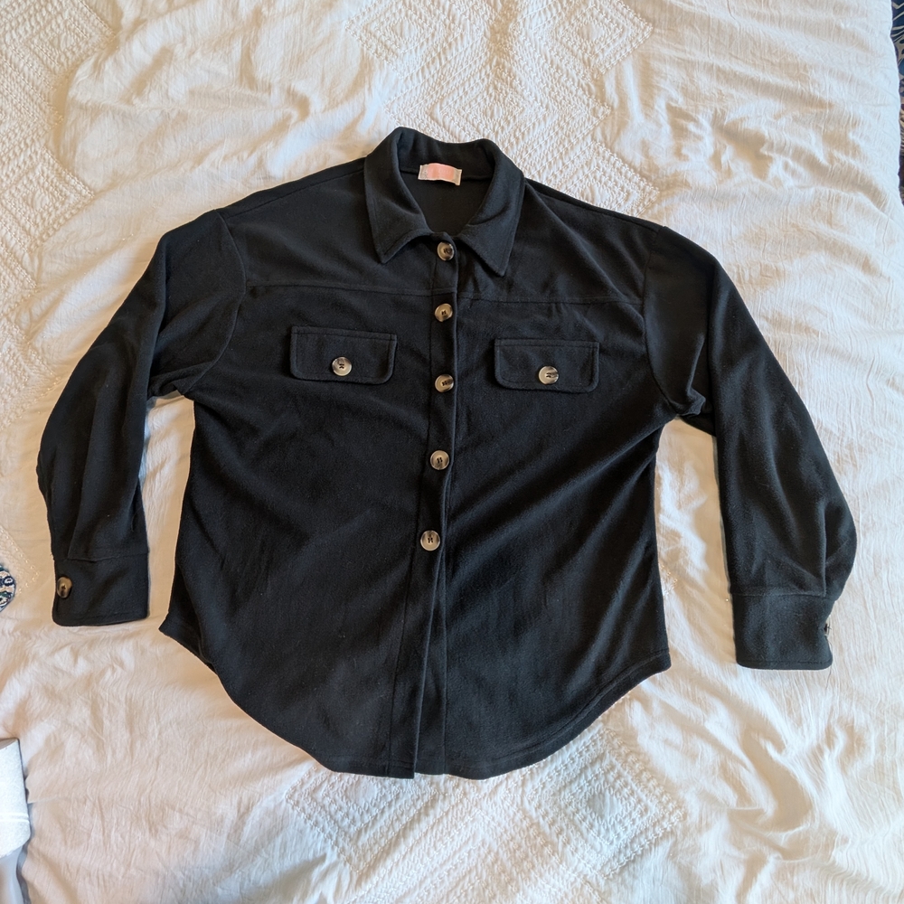 C+D+M Collection Black Button-Up Shirt Jacket Flannel Gorpcore Granola